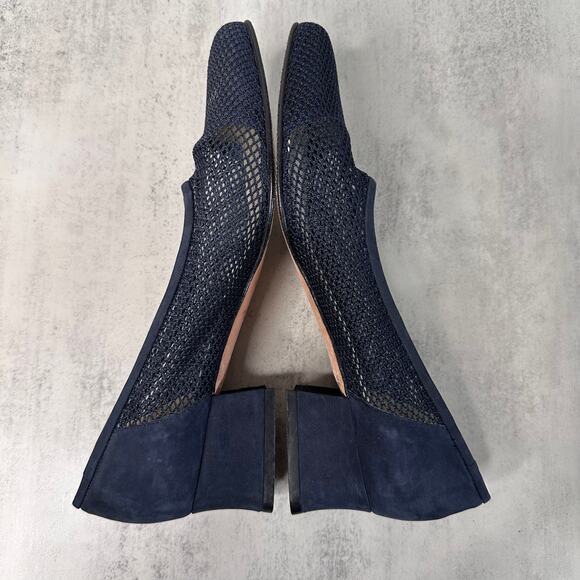 Paloma Fish Net Pumps WMNS US 8 Blue Square Toe Woven/Leather Dress Heels Italy - Picture 5 of 7